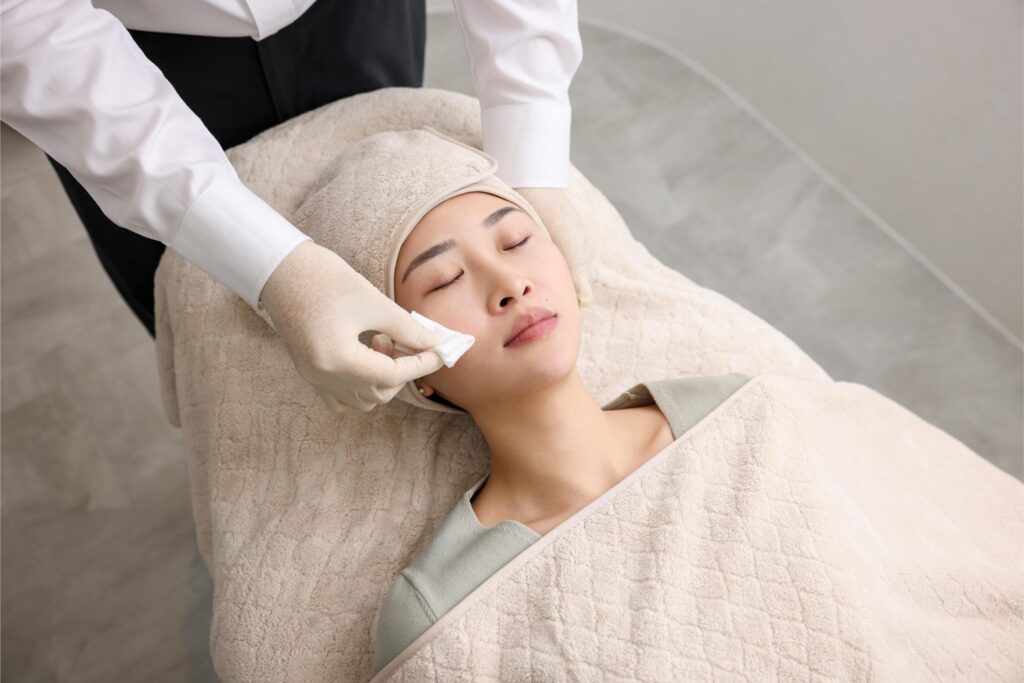 Woman having a facial cleanse